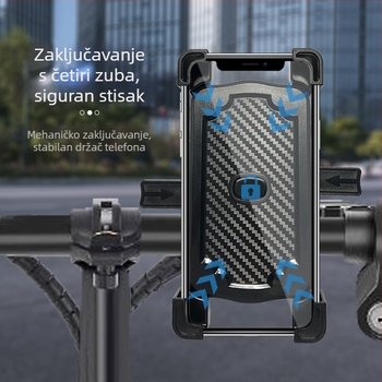 Držač za telefon za motocikl i bicikl s četveroklupom, okretni držač, ABS plastika, kompatibilan s retrovizorom i upravljačem, otporan na vibracije