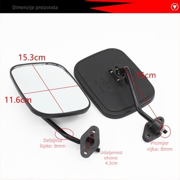 Zadnje ogledalo za tricikl Time Wind Mojielong, kuglasto staklo, 48V, plastični pokrov