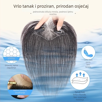 Dodatak za kosu s fringeom – pravi ljudski vlasi, ručno tkan, ravno, može se bojiti i permirati