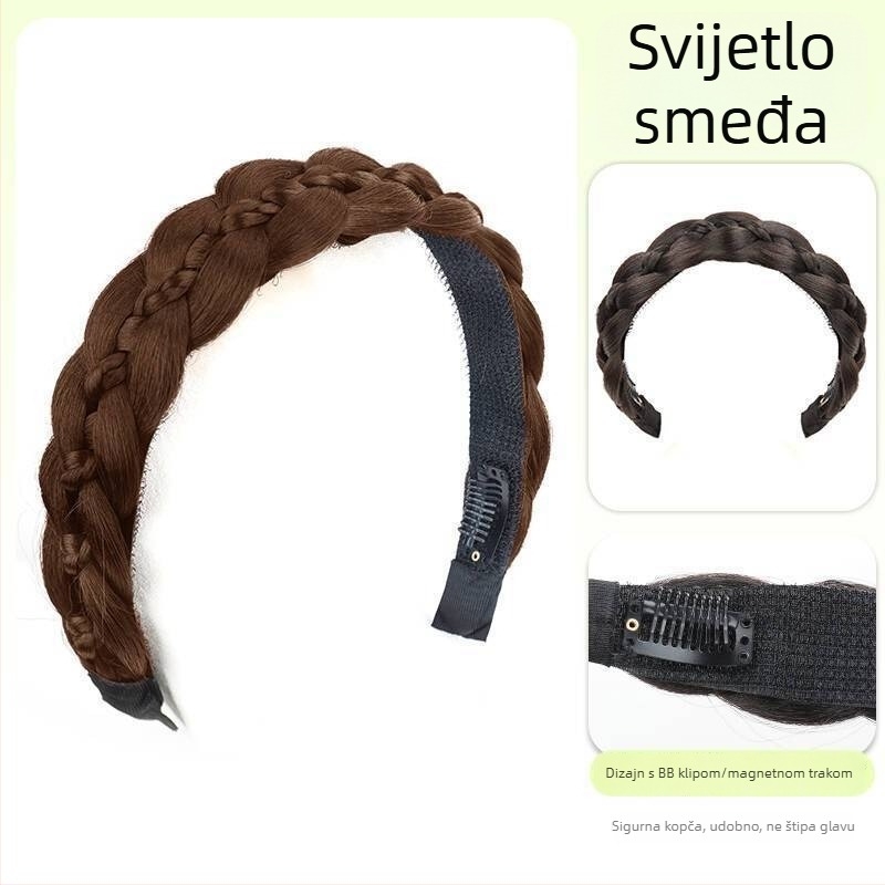 Magnetska riblja kost pletena perika, sintetička kosa, anime cosplay stil, model CX006 Magnetic Princess Braid, oblikuje lice i dodaje volumen