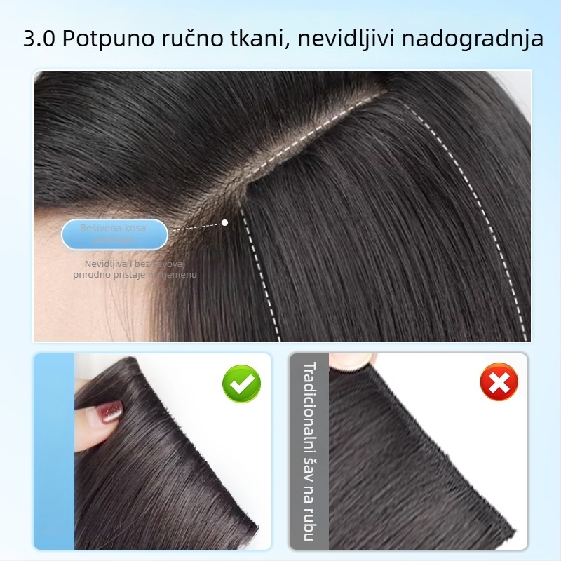 Topper za kosu od pravih ljudskih vlasi, prav, jedinstveni komad s spužvastom podlogom, Ne bojite boje, Model: Real Hair Sponge Pad Hairpiece, Podrijetlo: Henan
