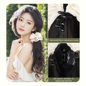Perika za rep s klipom, korejskog stila, vlakna otporna na visoke temperature, nije pogodna za toplo bojanje, pogodna za sve tonove kože
