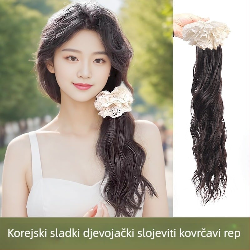 Perika za rep s klipom, korejskog stila, vlakna otporna na visoke temperature, nije pogodna za toplo bojanje, pogodna za sve tonove kože