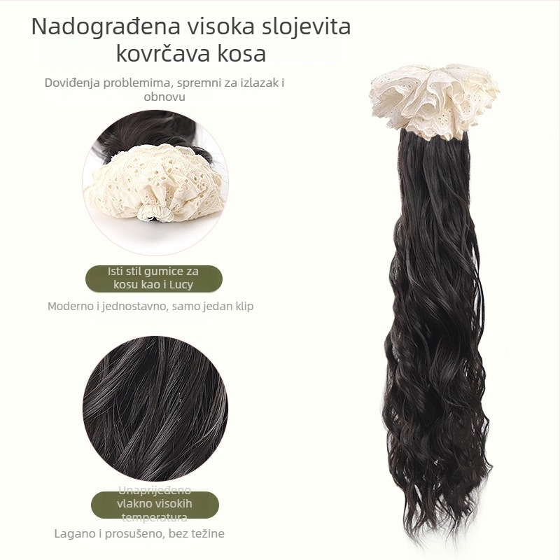 Perika za rep s klipom, korejskog stila, vlakna otporna na visoke temperature, nije pogodna za toplo bojanje, pogodna za sve tonove kože