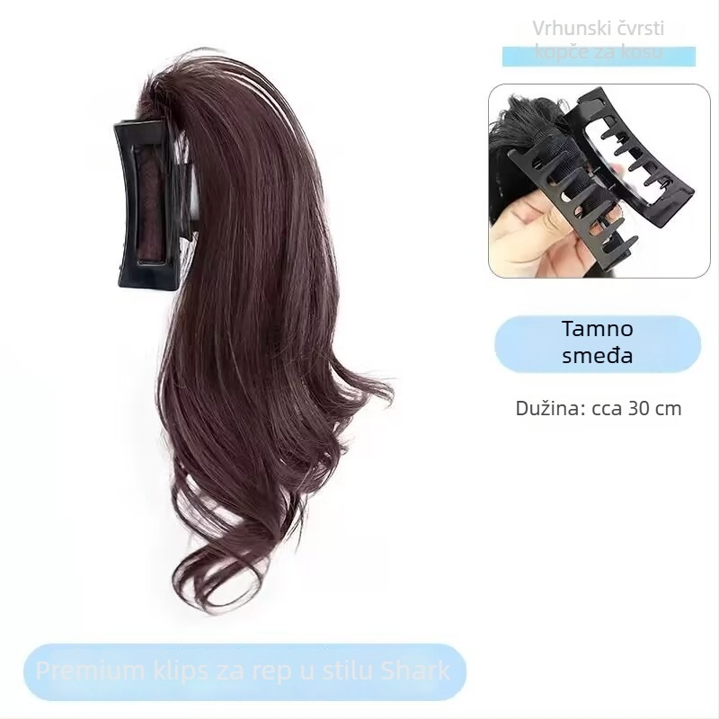Perika s ponytail, Shark Clip kopčom, kovrčavi vodopad stil, materijal kose: vlakna otporna na visoke temperature