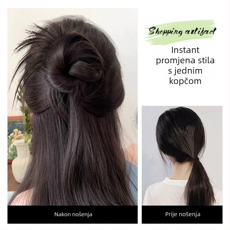 Perika s kopčom, prirodan stil, model Grab Chicken Feather Balls, vlakno otporno na toplinu (Model: Grab Chicken Feather Balls; Materijal: vlakno otporno na toplinu; Bojenje: nije pogodno za vruće bojanje; Učinak: promjena oblika)