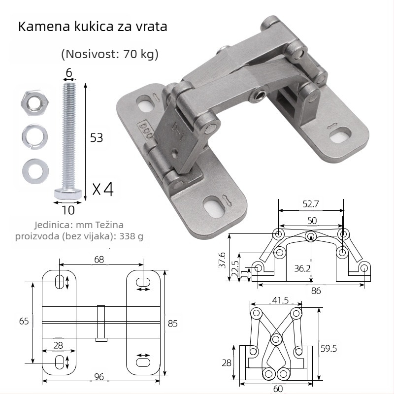 Šarnír kamena vrata — nehrđajući čelik, model 2025.5.13, za hidrantske kutije, skrivene vrata i šahtne otvore
