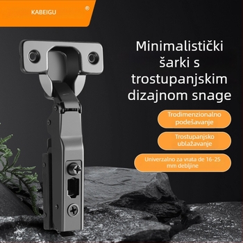 Panti za vrata garderobe s trosegmetnim tlmičem i podesivim hidrauličkim mehanizmom, model CG-T9, hladno valjani čelik, debljina 1 mm, elektroplatirani premaz