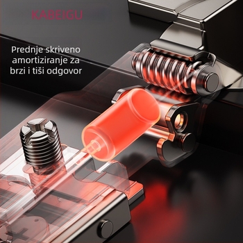 Panti za vrata garderobe s trosegmetnim tlmičem i podesivim hidrauličkim mehanizmom, model CG-T9, hladno valjani čelik, debljina 1 mm, elektroplatirani premaz