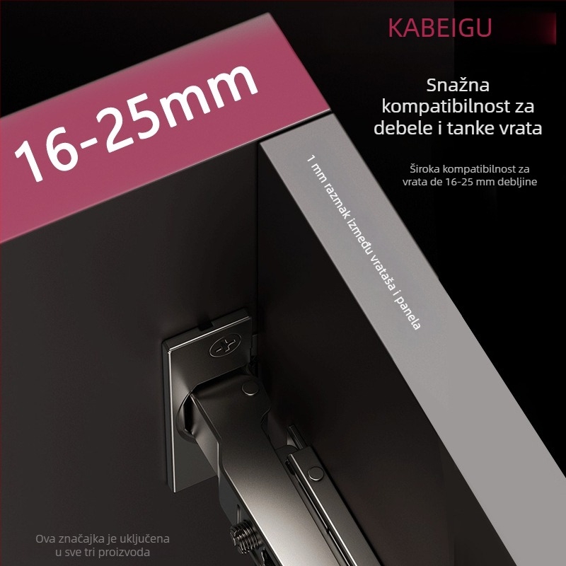 Panti za vrata garderobe s trosegmetnim tlmičem i podesivim hidrauličkim mehanizmom, model CG-T9, hladno valjani čelik, debljina 1 mm, elektroplatirani premaz