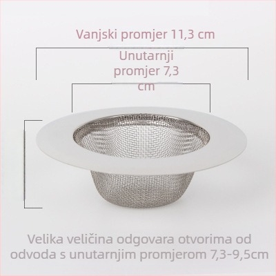 Filter od nehrđajućeg čelika za sudoper – fina mreža za kuhinju, protiv začepljenja, ulov dlaka za kupaonicu