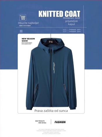 Jakna s kapuljom – tanka, 100% poliester, otisak prirodnih pejzaža, UV zaštita 50%