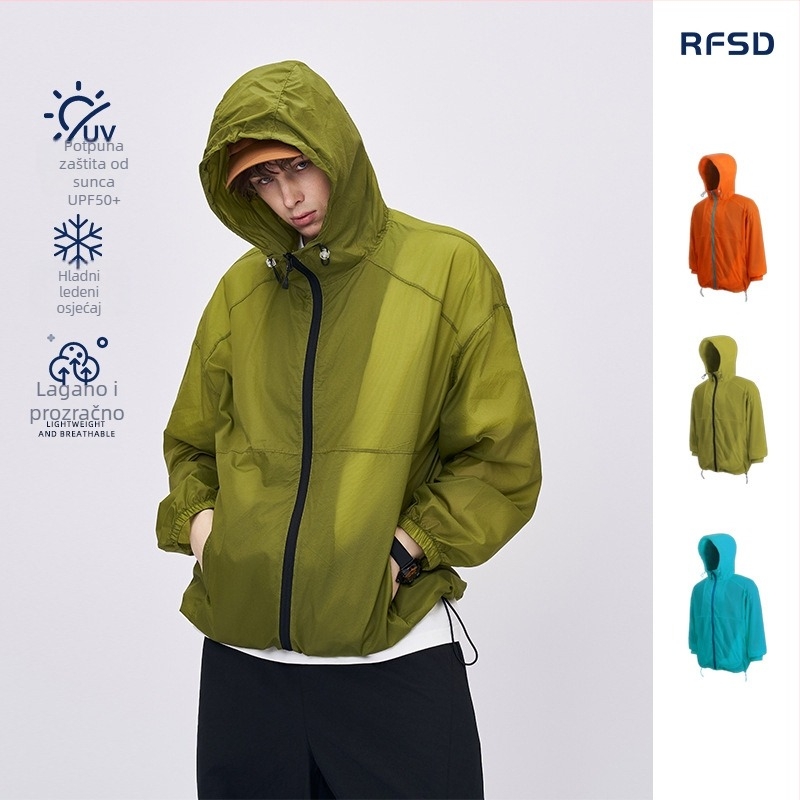 Sportska jakna s kapuljom (UPF50+, lagana, zatvarač, bočni džepovi, široka silueta)
