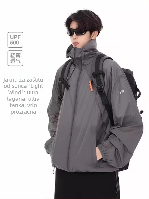 Jakna za zaštitu od sunca, poliester, 100% glavna tkanina, zip, bočne džepove, ljeto