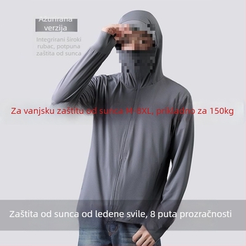 Vanjska jakna s UV zaštitom za muškarce – UPF50, sjajna premazana tkanina, bez kapuljače, prozračna mrežasta tkanina, za ribolov
