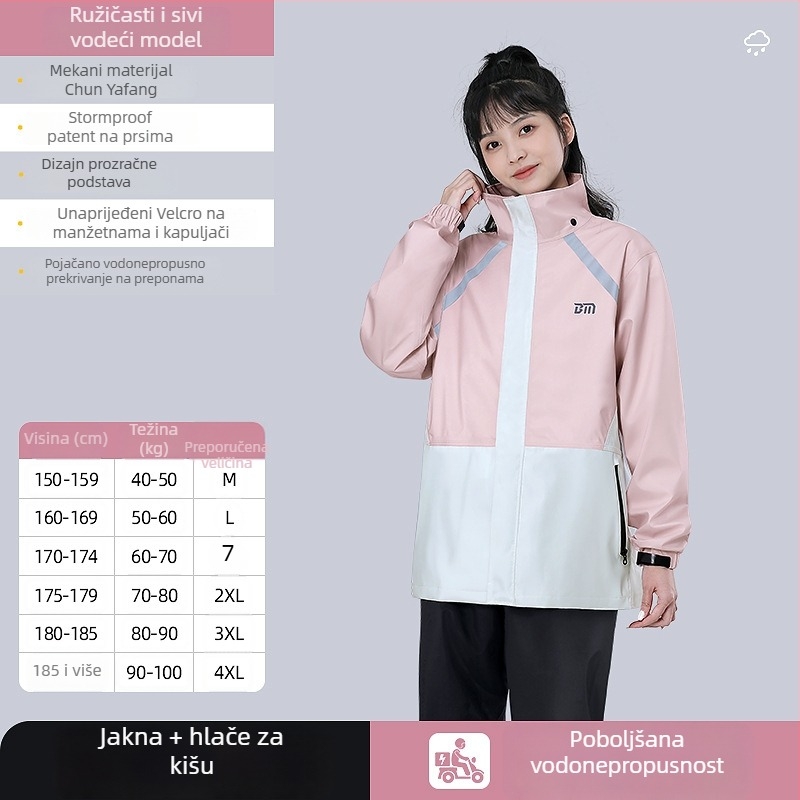 Podijeljeni jakna i hlače za kišu za vožnju motociklom, vodootporan s PVC premazom, tkanina Chunya Spinning, za odraslu osobu, mogućnost logotipa