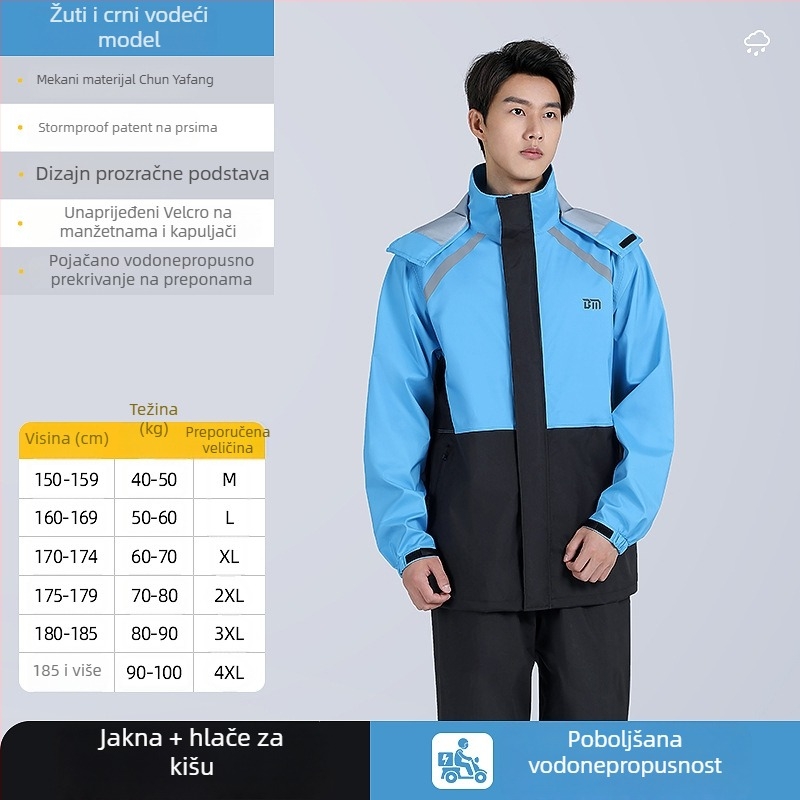 Podijeljeni jakna i hlače za kišu za vožnju motociklom, vodootporan s PVC premazom, tkanina Chunya Spinning, za odraslu osobu, mogućnost logotipa