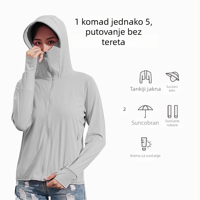 Unisex vanjska jakna s kapuljačom, UV zaštita UPF45, prozračna, brzo suši