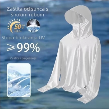 Zaštitno kapuljačasto ljetno odijelo za sunce — prozračna poliesterska smjesa, tanak materijal, zatvarač, trodimenzionalni patch džepovi