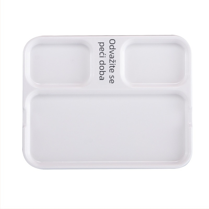 Melaminska dip tanjur za roštilj od Kimmeli, kvadratni oblik, 3–4 odjeljka, otisnut logo, mogućnost prilagodbe, podglazurna završna obrada, moderni minimalistički stil