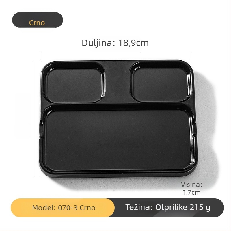 Melaminska dip tanjur za roštilj od Kimmeli, kvadratni oblik, 3–4 odjeljka, otisnut logo, mogućnost prilagodbe, podglazurna završna obrada, moderni minimalistički stil