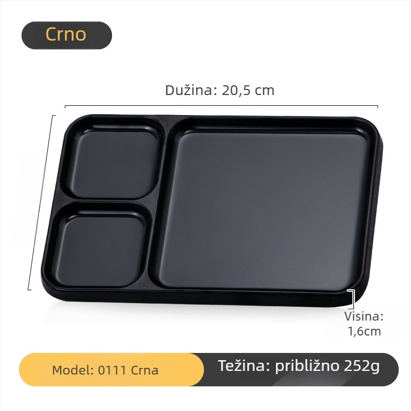 Melaminska dip tanjur za roštilj od Kimmeli, kvadratni oblik, 3–4 odjeljka, otisnut logo, mogućnost prilagodbe, podglazurna završna obrada, moderni minimalistički stil