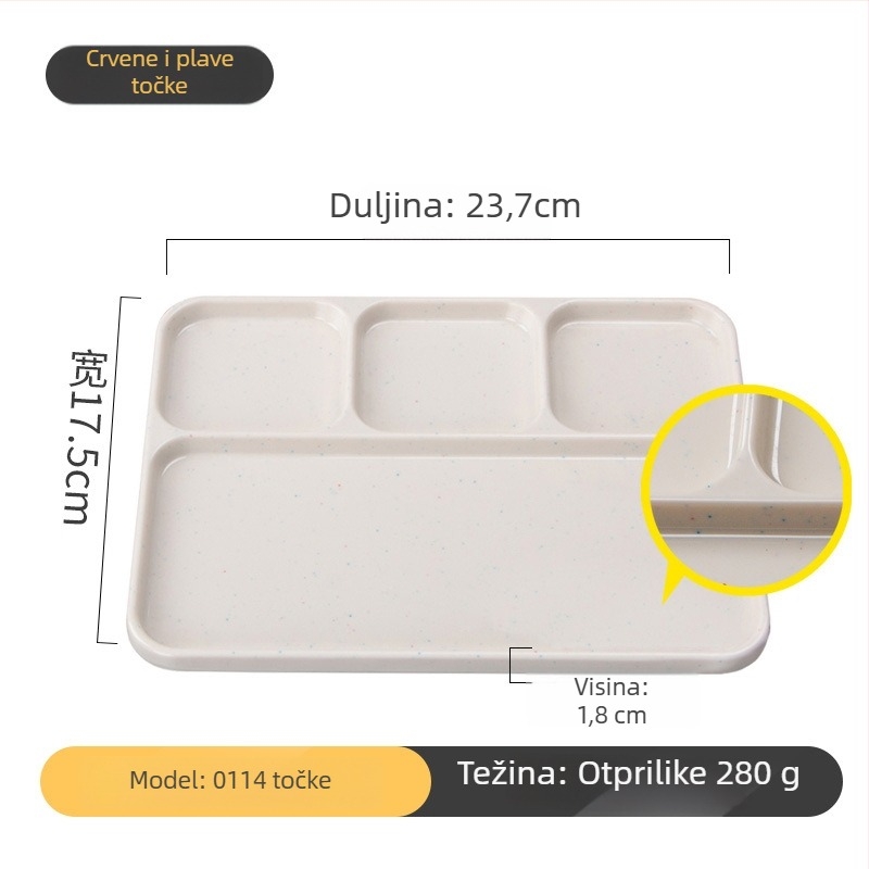 Melaminska dip tanjur za roštilj od Kimmeli, kvadratni oblik, 3–4 odjeljka, otisnut logo, mogućnost prilagodbe, podglazurna završna obrada, moderni minimalistički stil