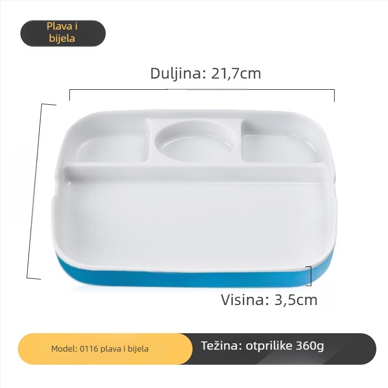 Melaminska dip tanjur za roštilj od Kimmeli, kvadratni oblik, 3–4 odjeljka, otisnut logo, mogućnost prilagodbe, podglazurna završna obrada, moderni minimalistički stil