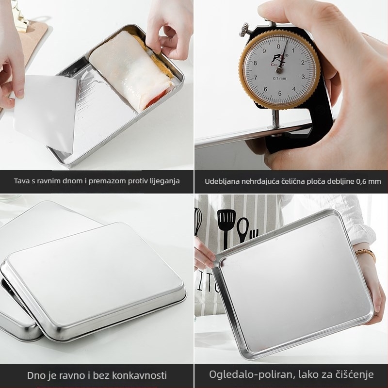 Pravougaona parna ploča od 304 nehrđajućeg čelika za Dim Sum i rižine rolice | ravno dno, elektroplatirana površina, s otisnutim logom