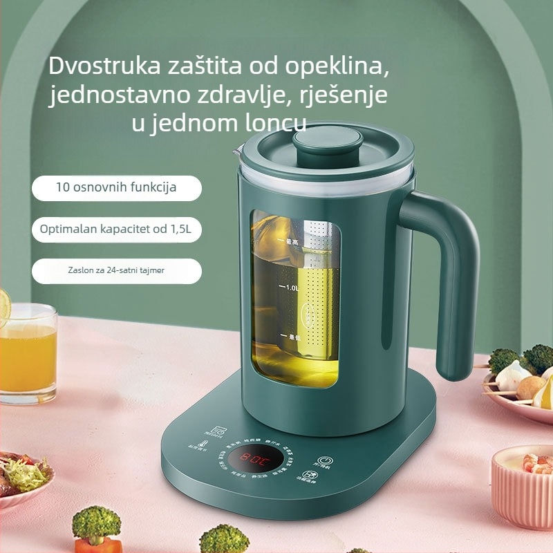 Električni stakleni čajnik za zdravu dekokciju, Corbier KBE996A, 800W, 220V, elektronički termostat s dodirnim upravljanjem, za 2-3 osobe