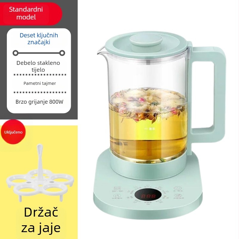 Električni stakleni čajnik za zdravu dekokciju, Corbier KBE996A, 800W, 220V, elektronički termostat s dodirnim upravljanjem, za 2-3 osobe