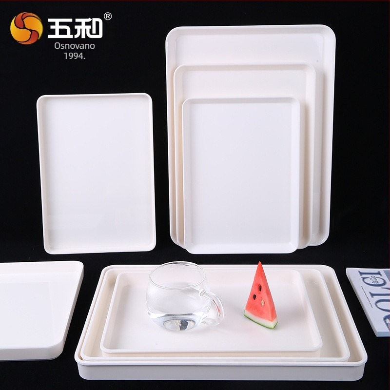 Melaminski pravokutni pladanj za čaj i deserte, čvrsta konstrukcija, tisak logotipa, mogućnost prilagodbe