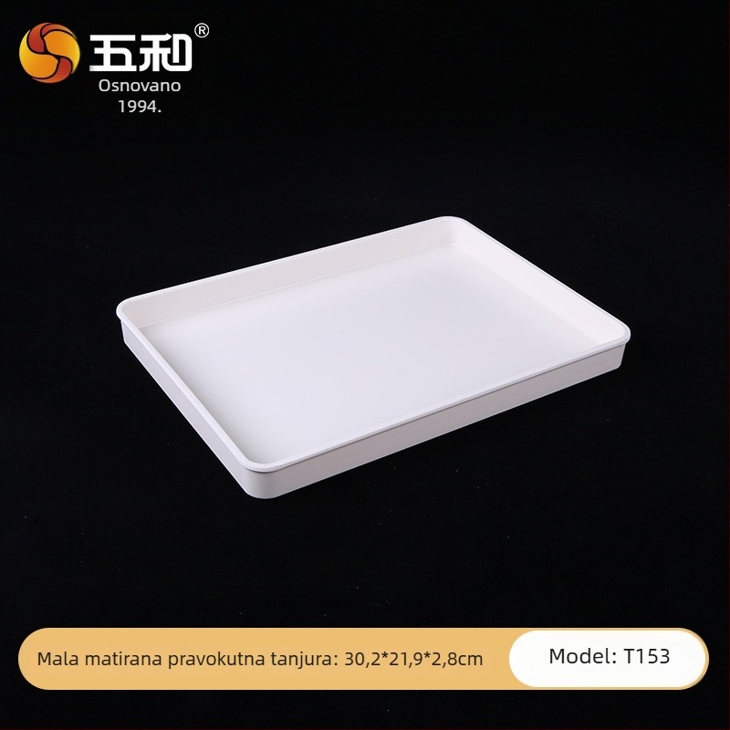 Melaminski pravokutni pladanj za čaj i deserte, čvrsta konstrukcija, tisak logotipa, mogućnost prilagodbe