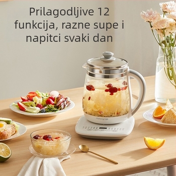 Jiuyang Zdravstveni lonac za čaj DGD1506BQ, kapacitet 1-1.5 L, tijelo od borosilikatnog stakla, dodirno upravljanje, digitalni termostat