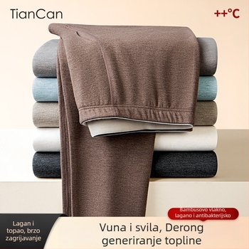 Muške termalne hlače Sky Silkworm Derong akrilna tkanina, dvostruki sloj, ekstra debeli 301-350 g/m2, baršunasta podstava, grijanje