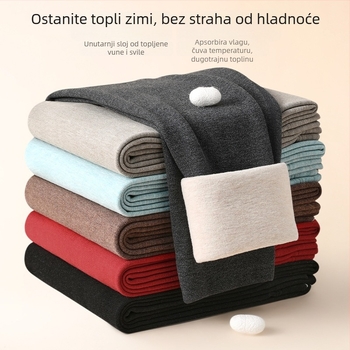 Muške termalne hlače Sky Silkworm Derong akrilna tkanina, dvostruki sloj, ekstra debeli 301-350 g/m2, baršunasta podstava, grijanje