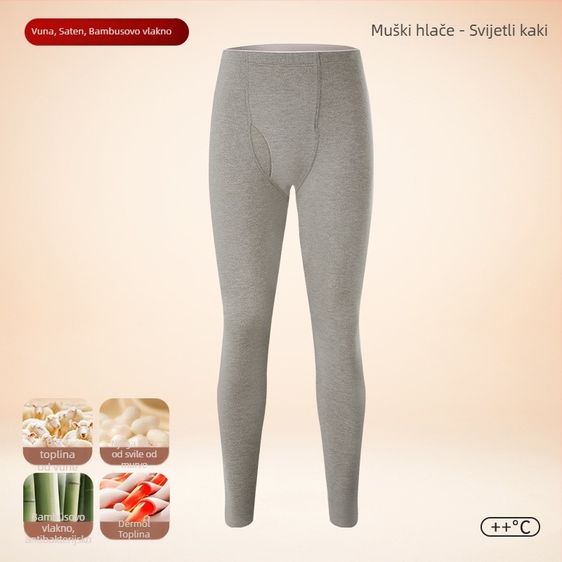 Muške termalne hlače Sky Silkworm Derong akrilna tkanina, dvostruki sloj, ekstra debeli 301-350 g/m2, baršunasta podstava, grijanje