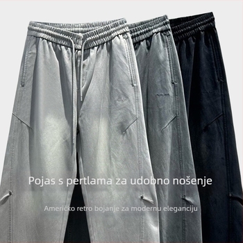 Muške hlače sa siluetom scimitar, široke, srednji pojas, fleece podstava, Lyocell-pamučna smjesa