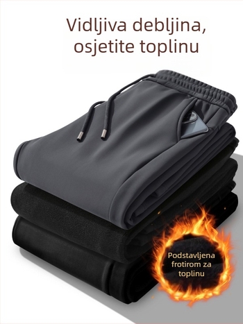 Muške hlače s flecom, zimske, ravni kroj, s remenom, za muškarce srednje dobi, elastičan materijal