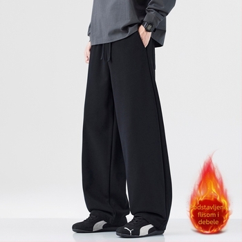 Muške trenirke hlače s flekse unutarnjom podstavom, ravnog kroja, jednobojne, pamuk-poliester smjesa 61,2% pamuk/38,8% poliester, srednji porast struka, jesen 2025