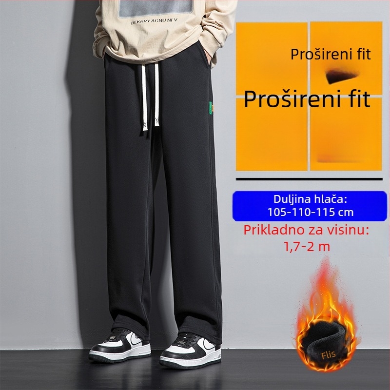 Muške zimske hlače s flis podstavom, slobodan kroj, ravne nogavice, pamukova smjesa 60% pamuka