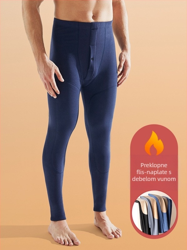 Muške zimske termo hlače, debeli flis, kationični poliester 80-90%, bezšivne, zadržavaju toplinu