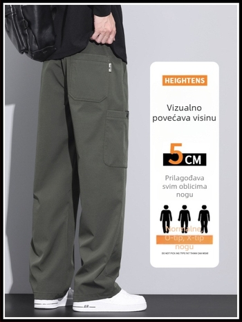 Muške hlače za posao i slobodno vrijeme s fleec podstavom, široki kroj, srednji struk, pojas i vezanje, elastan poliester mješavina, više džepova, dugačke