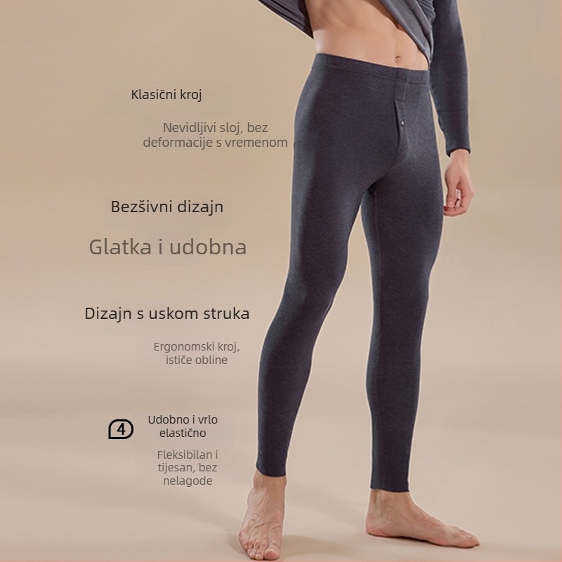 Muške termalne hlače Derong fleece, dvostrani flis, akril 30–50%, 251–300 g/m2, prozračne, antistatične, antibakterijske, zadržavaju toplinu