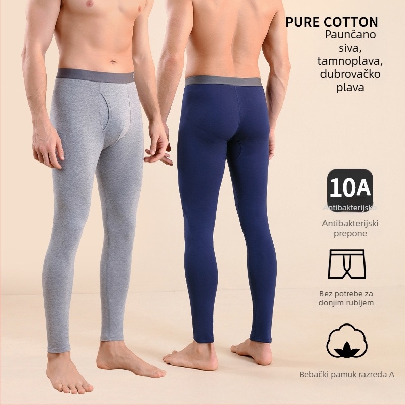 Muške pamučne termalne hlače, slim-fit, tople, jednostruke, 95–100% pamuk, srednje gustoće