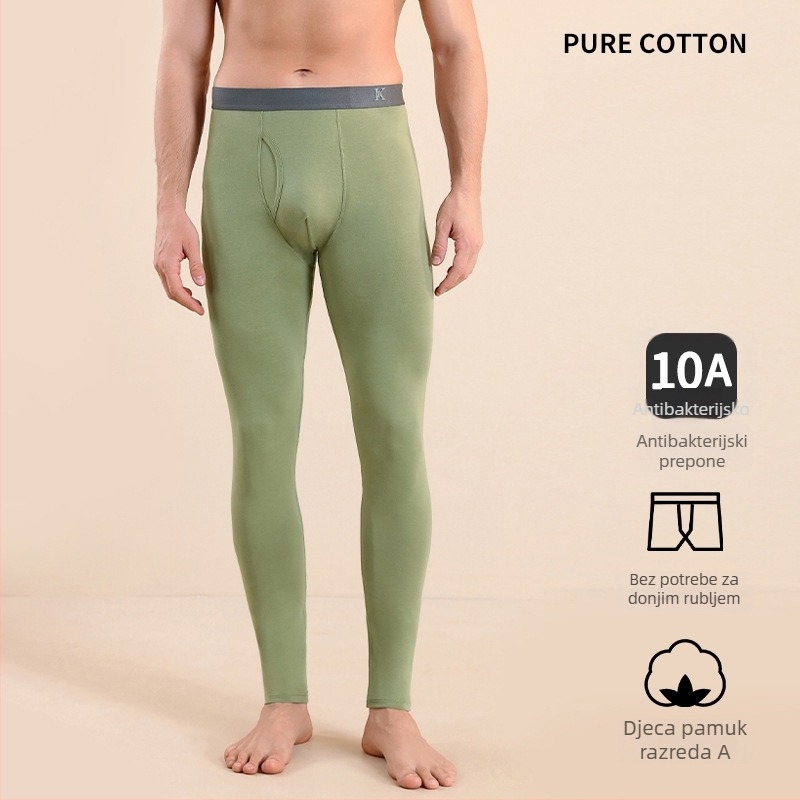 Muške pamučne termalne hlače, slim-fit, tople, jednostruke, 95–100% pamuk, srednje gustoće