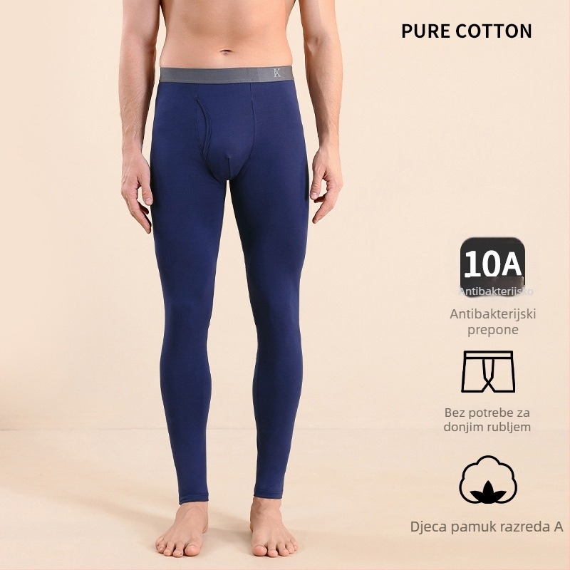 Muške pamučne termalne hlače, slim-fit, tople, jednostruke, 95–100% pamuk, srednje gustoće