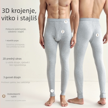 Muške termalne hlače od 100% pamuka, bezšivne, 201–250 g/m², zadržavaju toplinu, oblikuju tijelo