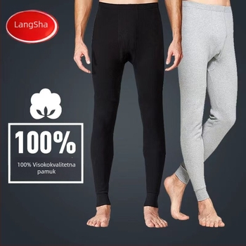 Muške pamučne termalne hlače za jesen-zimu, jednobojne, jednovrstne, skraćena duljina, srednja gustoća vlakna