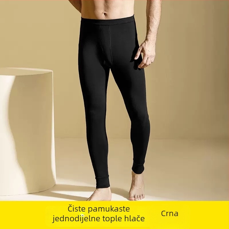 Muške pamučne termalne hlače za jesen-zimu, jednobojne, jednovrstne, skraćena duljina, srednja gustoća vlakna
